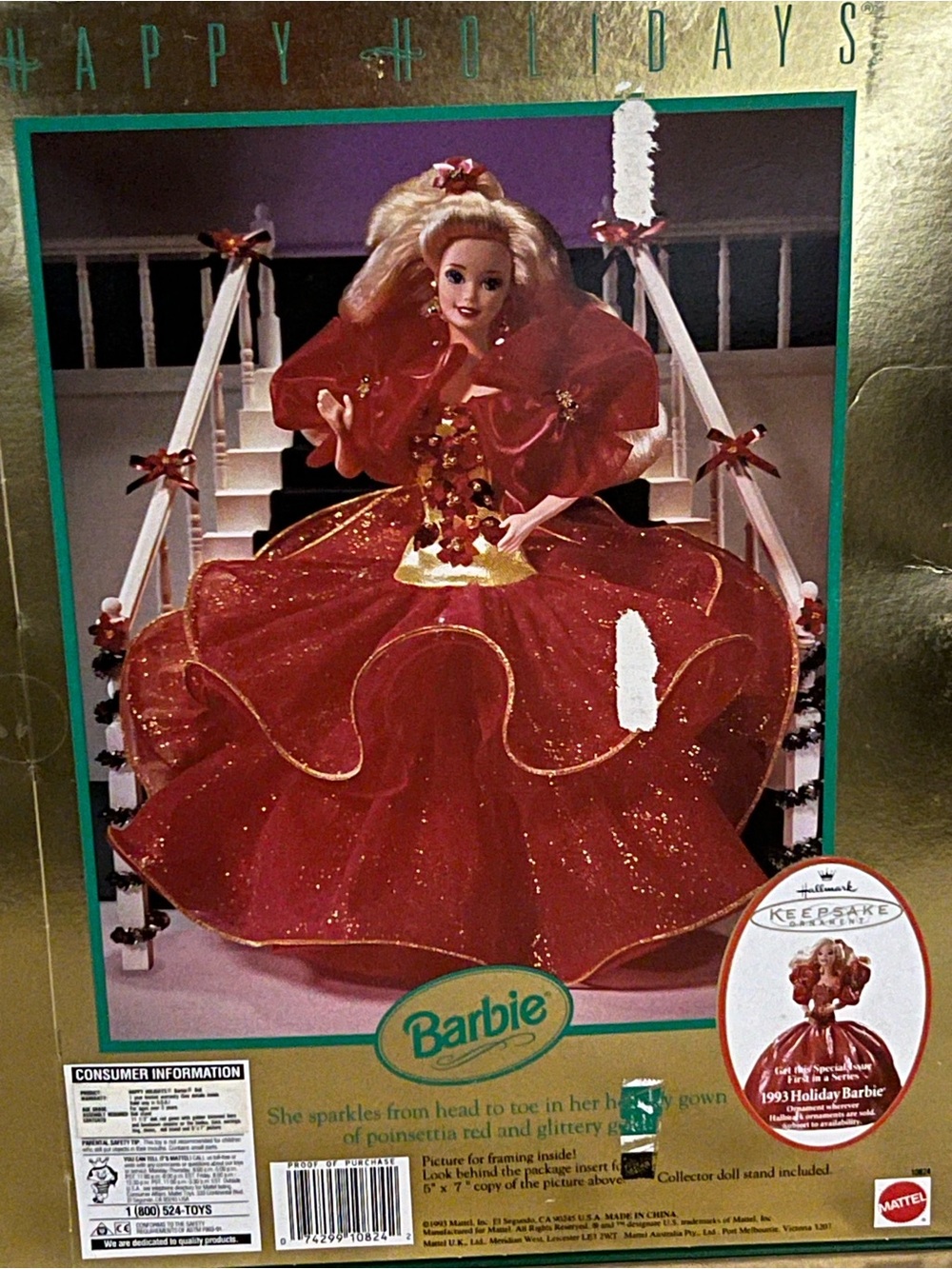 Barbie Red and Gold Holiday Party Dress Doll